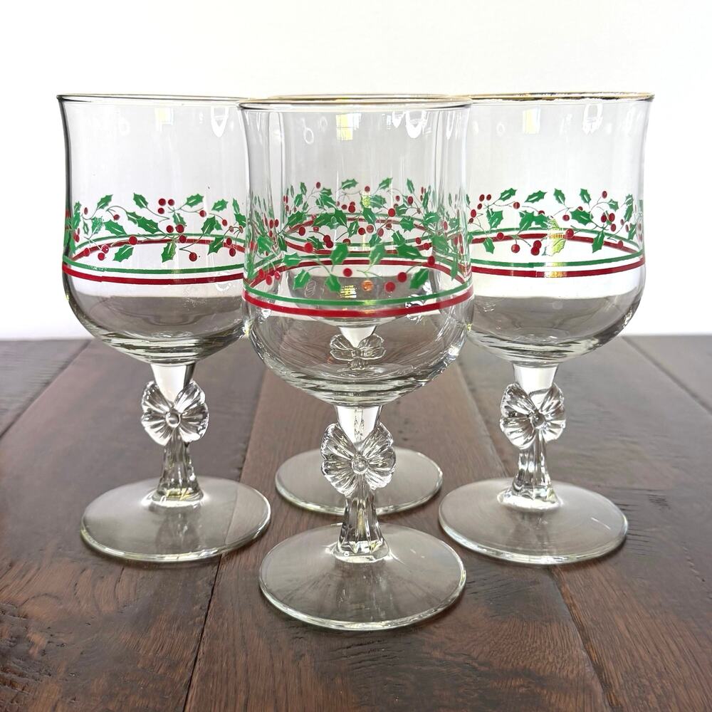 Set of 4 Vintage Arby’s Christmas Collection Water Goblets by Libbey